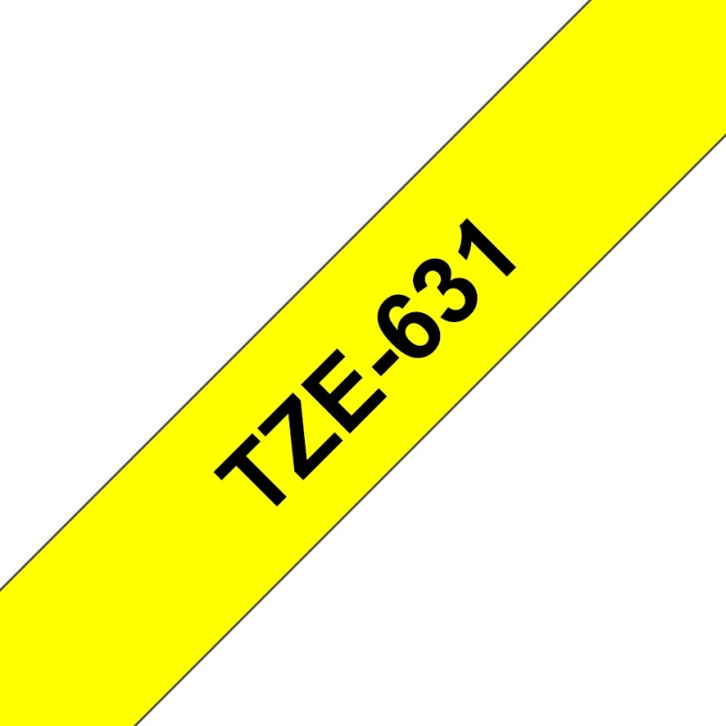 TZe-631 - Selbstklebend - Schwarz auf Gelb - Rolle (1,2 cm x 8 m)